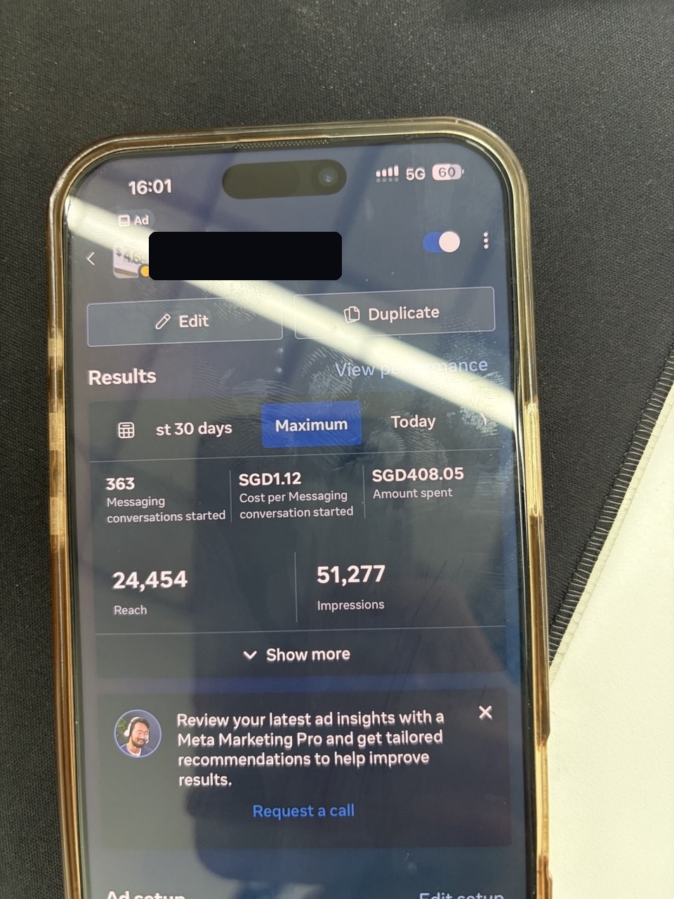 Diesel client — 363 conversations at S$1.12, ~S$408 spent